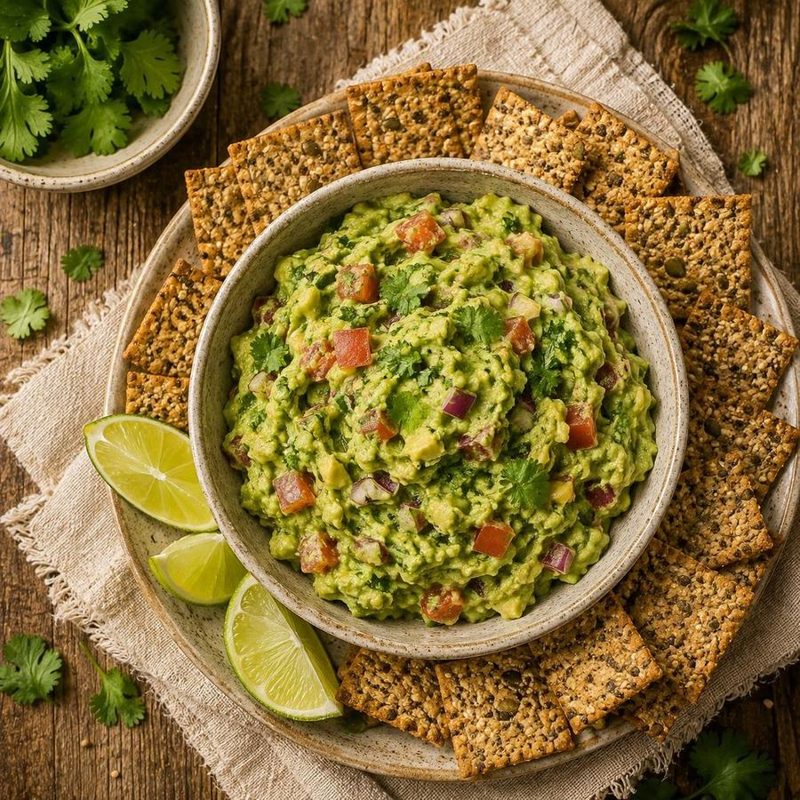 Guacamole with crisp crackers